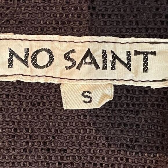 No Saint Chocolate Brown Crinkle Hippie Boho Artist Vintage Maxi Dress Size S - Picture 9 of 12